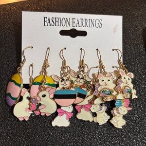 Fashion Earrings Set with Bunny and Egg Designs